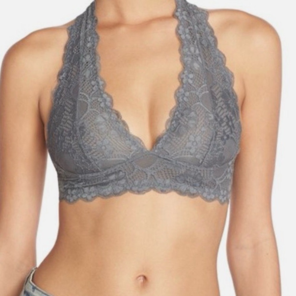 Grey lace bralette size large new with tags